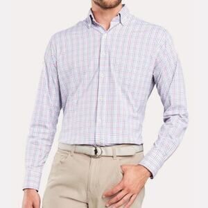 Peter Millar Summer Comfort Applecrest Performance Tattersall Sport Shirt Medium